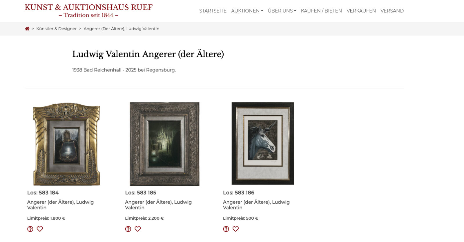 Werke Angerer der Ältere - Frühjahrsauktion 2026